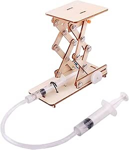 Toyvian Hydraulic Lift Toy DIY Assembly Kit Science Assembly Puzzle Toy for Kids Learn Hydraulics and Air Pressure Stem Learning Model 8.66In