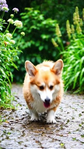 A Corgi’s morning stroll through paradise 🌺