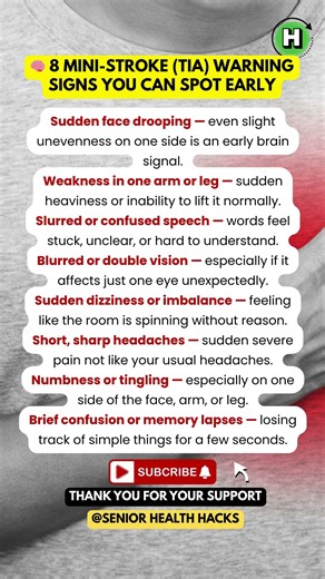 🧠 8 Mini-Stroke (TIA) Warning Signs You Can Spot Early | Senior Health Tips