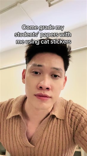 Grading Papers with Fun Cat Stickers
