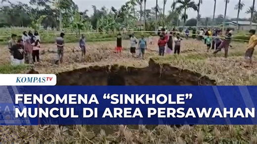 KOMPAS.TV - Fenomena alam sinkhole atau tanah berlubang muncul di Nagari Situjuh Batua, Kabupaten Lima Puluh Kota, Sumatera Barat, Minggu siang. Fenomena alam sinkhole atau tanah berlubang muncul di area persawahan di Jorong Tepi, Nagari Situjuh Batua. Warga awalnya mendengar bunyi gemuruh, lalu mendapati lubang yang dalam. Semakin lama, lubang semakin besar dan muncul air. BPBD dan Pemkab mengimbau warga agar tidak mendekati lokasi dan tengah berkoordinasi dengan tenaga ahli geologi untuk mengk