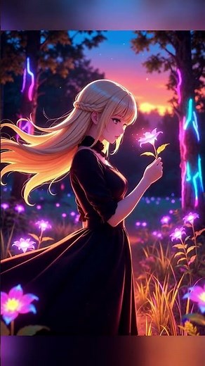 She found a flower that glows🌸✨