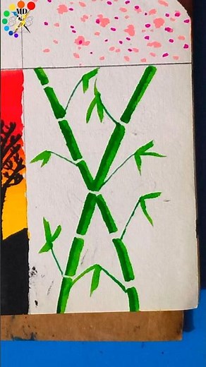 Satisfying brush pen art | Easy bamboo tree d 🎋 #drawing #brushpen #shorts