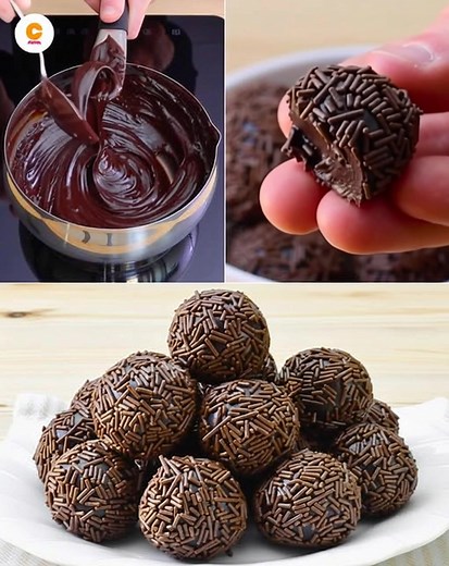 Brazilian Brigadeiro Chocolate Truffles (Easy & Original) These soft, fudgy Brazilian brigadeiros are rich, chocolatey, and perfect for parties or gifting. Just 3 main ingredients and zero baking! 🛒 Ingredients 1 can (395g) sweetened condensed milk 2 tbsp unsweetened cocoa powder 1 tbsp butter Chocolate sprinkles (for rolling) 👩‍🍳 Instructions In a nonstick pan, add condensed milk, cocoa powder, and butter. Cook on medium heat, stirring constantly, until thick and glossy (about 10 minutes). T