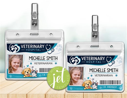 Veterinarian ID Badge, Kids Vet Costume, Editable Printable Vet Card, Digital Download - Etsy