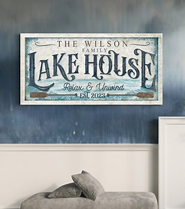 Personalized Lake House Sign, Custom Lake Life Canvas Decor With Family Name, Cottage Cabin Lake House Canvas Art, Rustic Summer House Decor - Etsy