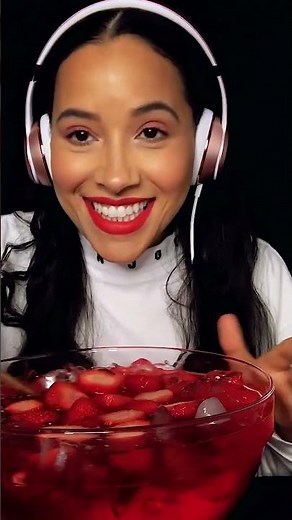 ASMR Drinking Strawberry Fanta Soda, #Strawberries, Ice Eating, Fizzy, Burping #shorts #asmreating