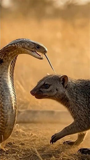 "Cobra vs Mongoose Real Wildlife Battle" is real?🐍#shorts #cobra #mangoose #Snake