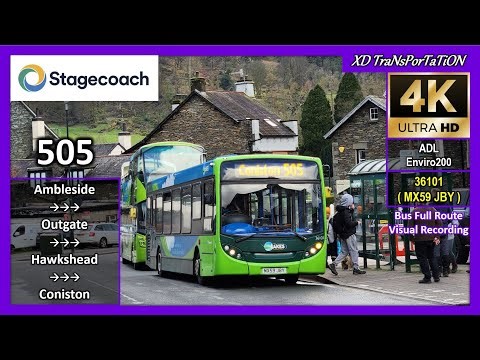 [Stagecoach Cumbria] 505 ~ Ambleside Bus Interchange ➝ Coniston, The Crown【4K UW】