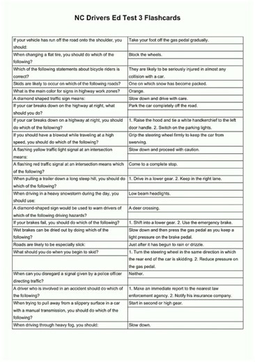NC Drivers Ed Test 3 Flashcards video