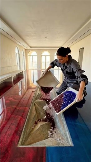 THIS RUBY vs SAPPHIRE FLOOR IS INSANE 😱 Crystal River Epoxy Transformation #shorts