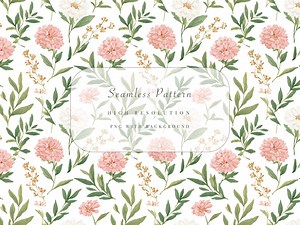 Blush Pink Floral Seamless Pattern PNG, Fast Download, Commercial Use, Spring Botanical Flowers, Elegant Watercolor Blooms Background - Etsy