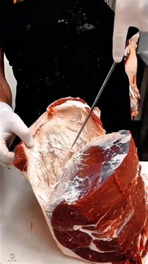 Beef Fat Trimming Work Tool Using Manual Butcher Knife #worktool