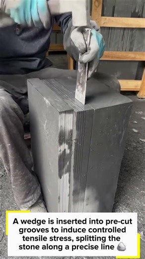 Precision Stone Splitting Using Wedge and Cleaving Technique 🪨⚙️