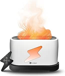 First Health Virtual Flame Diffuser, Aromatherapy Diffuser, Humidifer with Essential Oil Diffuser, 3 Lighting Modes, Mist Flow Control, Timer, Remote