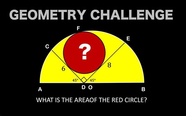 10K views · 317 reactions | Geometry Challenge. A Circle Suspended Inside a Semi-circle By Two Tangent Lines #rolandoasisten | Math Avenue : Learn Math By Examples | Facebook