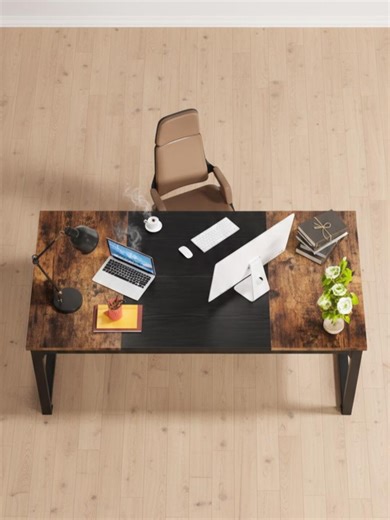 Rustic Wood Office Desk, Modern Black Computer Table - Etsy