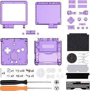 IPS Ready Upgraded eXtremeRate Clear Atomic Purple Custom Replacement Housing Shell for Gameboy Advance SP GBA SP – Compatible with Both IPS & Standard LCD – Console & Screen NOT Included