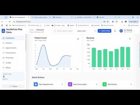 Admin Dashboard Part -4 Best Clinic Management Software & System in India Docsy ERP