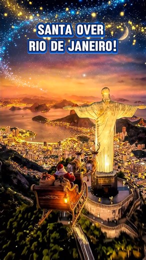 Santa over Rio de Janeiro! 🌟🛷 🎶Fun Christmas Day by Puffmongous-scan QR code to stream or click link: 🎵 https://artists.landr.com/Fun-Christmas-Day-Puffmongous #RioDeJaneiro #Christmas #Rio #FunChristmasDay #ChristmasMusic #ChristTheRedeemer | Fun Christmas Day