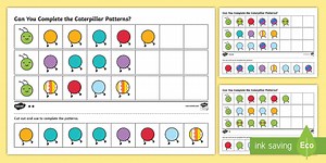 Differentiated Complete the Caterpillar Pattern Activity