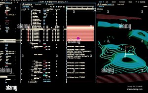 A video explores digital tools, showing a map with a red circle. Movement Stock Photo - Alamy