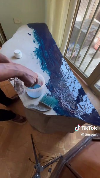 Creating an Epoxy Resin TV Stand with Water Wave Effect