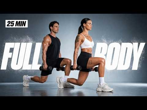 25 MIN FULL BODY DUMBBELL HIIT WORKOUT - ALL STANDING (No Repeats)