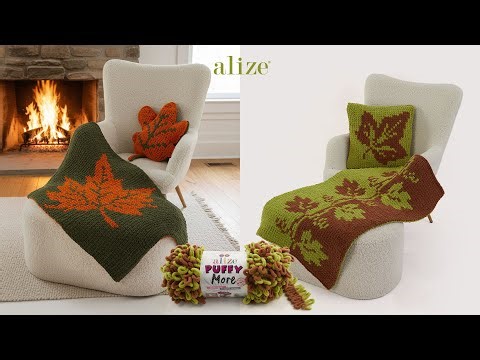 Alize Puffy More ile Sonbahar Temalı Diz Battaniyesi ve Yastık
