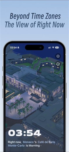I built a screensaver clock app: YonderClock. https://t.co/ezlHCOeKngThe concept: turn time zones into scenery.Screensaver clocks are a timeless category. There's Fliqlo — unchanged for twenty years, winning with black-and-white minimalism. There's Bauhaus Clock, winning with design aesthetics. They're both beautiful, but beautiful in the same way: designing around the clock's own elements.I wanted to do something different. That's how Bigan Clock was born. The background is real landmarks rende