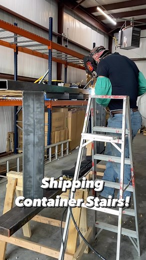 Custom shipping container stairs for a deck on top. #diy #welding #shippingcontainer #shippingcontainerhome | Simple Shipping Containers