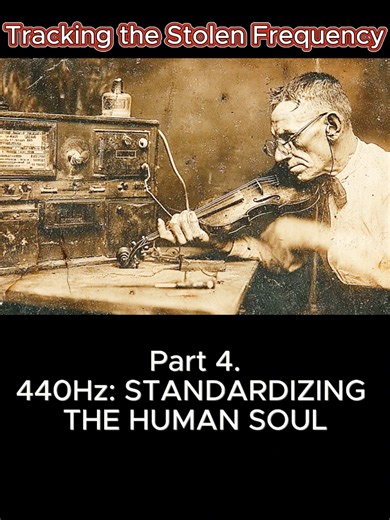 Replying to @jamminjams Tracking the Stolen Frequency Part 4: 440Hz: STANDARDIZING THE HUMAN SOUL #432hz #ancientresonance #hiddenhistory #historysfinalwitness #TheBlackboxHistory In 1936, a single frequency began broadcasting from a radio tower in America, and the acoustic world changed forever. Part 4 concludes our investigation into the Great Frequency Erasure, tracing the shift from a thousand local