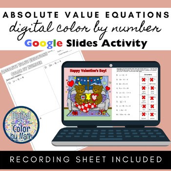 Digital Color by Number: Absolute Value Equations - Valentine's Day