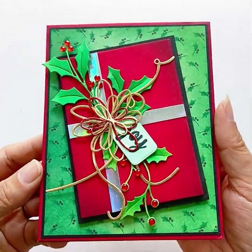 Christmas Holly Leaves and Berry Metal Die Cut - #amazon #AlinaCraft #papercraft #christmas