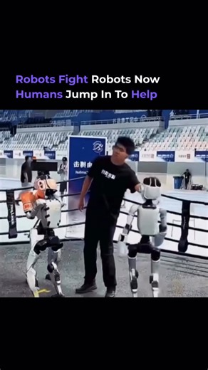 Around AI on Instagram: "➡️ Follow @aroundainews to see where robots are heading next. A robot is fighting another robot. But here’s the twist: a human jumps in to help one of them win. This isn’t a movie scene anymore. It’s happening in real labs where engineers test how robots react when things go wrong. The human becomes part of the fight, like choosing a side in a battle you didn’t expect to join. Why does this matter? Because one day, robots might need us to step in when they face other mac