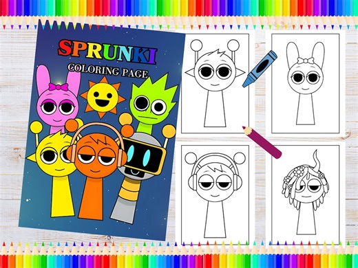 Sprunki Characters Coloring Book: 20 Printable Pages (PDF Download) - Etsy