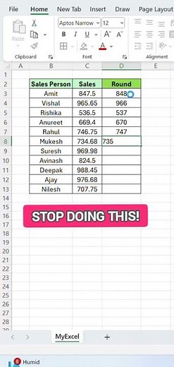Round Numbers Fast – Excel ROUND Function! | ROUND Function Explained in 30 Seconds! #exceltips