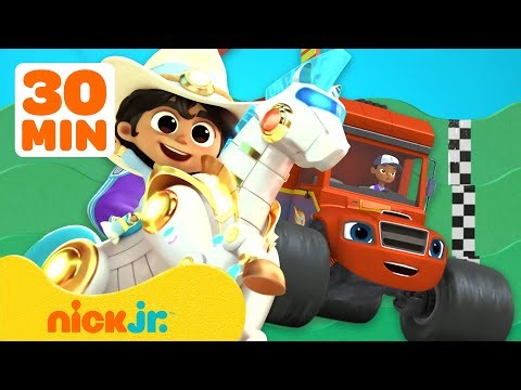 Kid Cowboy & Monster Truck Blaze Race to the Finish Line! 🏁 #3 w/ PAW Patrol | Nick Jr.