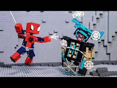 Minecraft But Steve is SPIDER-MAN ! - Alex and Steve Life | Lego Stop Motion | Minecraft Animation