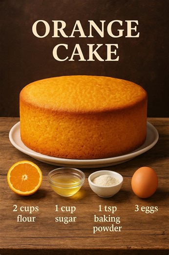 ⸻ Orange Cake – Recipe Ingredients (& Guaranteed) • 2 cups all-purpose flour • 1 cup sugar • 3 large eggs • 1 teaspoon baking powder • ½ cup fresh orange juice • ¼ cup vegetable oil (halal-certified) • 1 tablespoon orange zest • 1 teaspoon vanilla extract (halal) • A pinch of salt ⸻ Instructions 1. Preheat your oven to 180°C (350°F). Grease and flour a round cake pan. 2. Mix dry ingredients: In a bowl, combine flour, baking powder, and salt. 3. Mix wet ingredients: In another bowl, whisk eggs, s