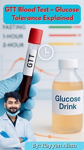 🧪 GTT Test – Diabetes ka hidden check! Glucose Tolerance Test (GTT) ek important blood test hai jo batata hai body glucose ko handle kar rahi hai ya nahi. ✔ Fasting glucose ✔ 1-hour glucose ✔ 2-hour glucose 📊 Is reel me samjho GTT ka step-by-step process aur report analysis – viva, practical & exam ke liye must-learn. 💬 Comment karo: 2-hour GTT me normal glucose level kitna hona chahiye? 📥 Save this reel for viva & revision 👥 Tag your lab buddy jo Diabetes panel prepare kar raha hai 📘 Foll
