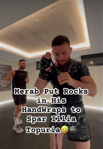 Merab Putting Rocks in His Handwraps to Spar Illia Topuria🤣💀 #merabdvalishvili #illiatopuria