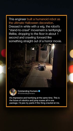 This engineer built a humanoid robot as the ultimate Halloween decoration.