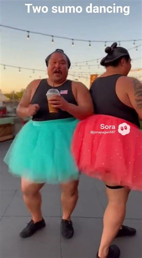 two sumo wrestlers dancing in a tutu #funny #football #dacingwiththestars#funny #smashing