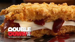 31K views · 347 reactions | Forget what you know about sandwiches. With juicy bacon, creamy cheese and sweet BBQ sauce between two Spicy Chicken fillets, the new Double Down is here to change it all! All chicken chicken and no buns buns. 襤 | KFC | Facebook