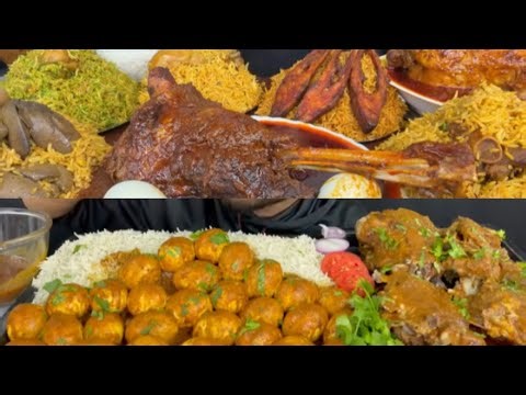 eggs kari -chiken kari-khasir pray -mutton kari-biryani-rice- food eating video - hungry home.