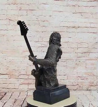 Jimi Hendrix Guitarist Musician Bronze Statue Sculpture Figure 18" x 17" YRD-746