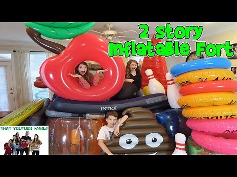 BUILDING A GIANT 2 STORY FORT OUT OF INFLATABLES! / That YouTub3 Family