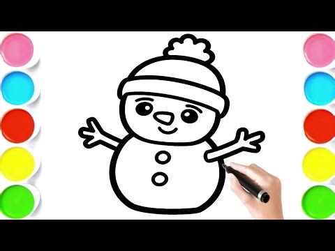 How To Draw Cute SNOWMAN Drawing, Painting & Coloring For Kids and Toddlers_🌈🖌️🐬