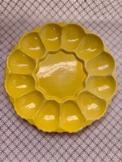 Deviled Egg Platter Plate Vintage Serving Dish Yellow Ceramic Flower - Etsy